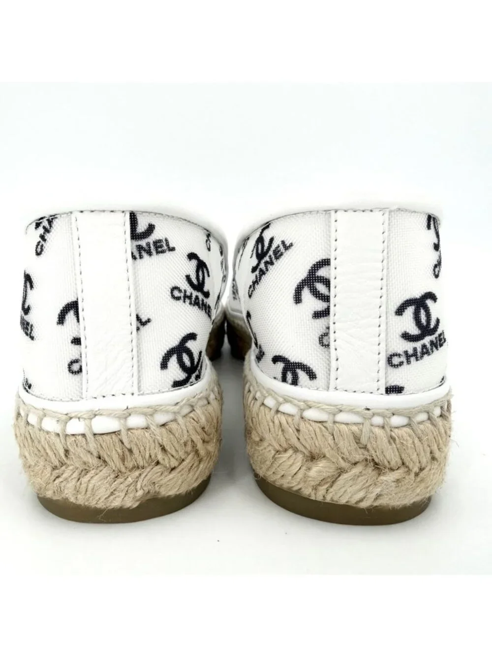Chanel Sneakers Espadrilles Flat Shoes CC Logo Mesh White Black
